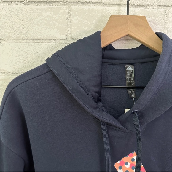 ADIDAS Navy Logo Sweatshirt Hoodie - Picture 4 of 9